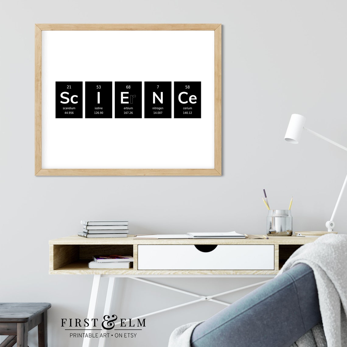Science Periodic Table Elements Word Tiles Navy Blue Chemistry Poster - Image 2