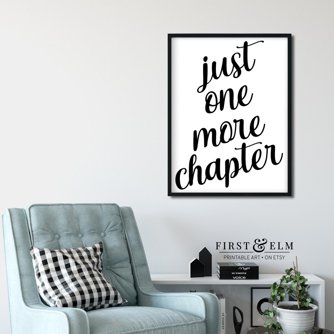Just One More Chapter Book Lover Script Reading Nook Decor Art Print - Image 3