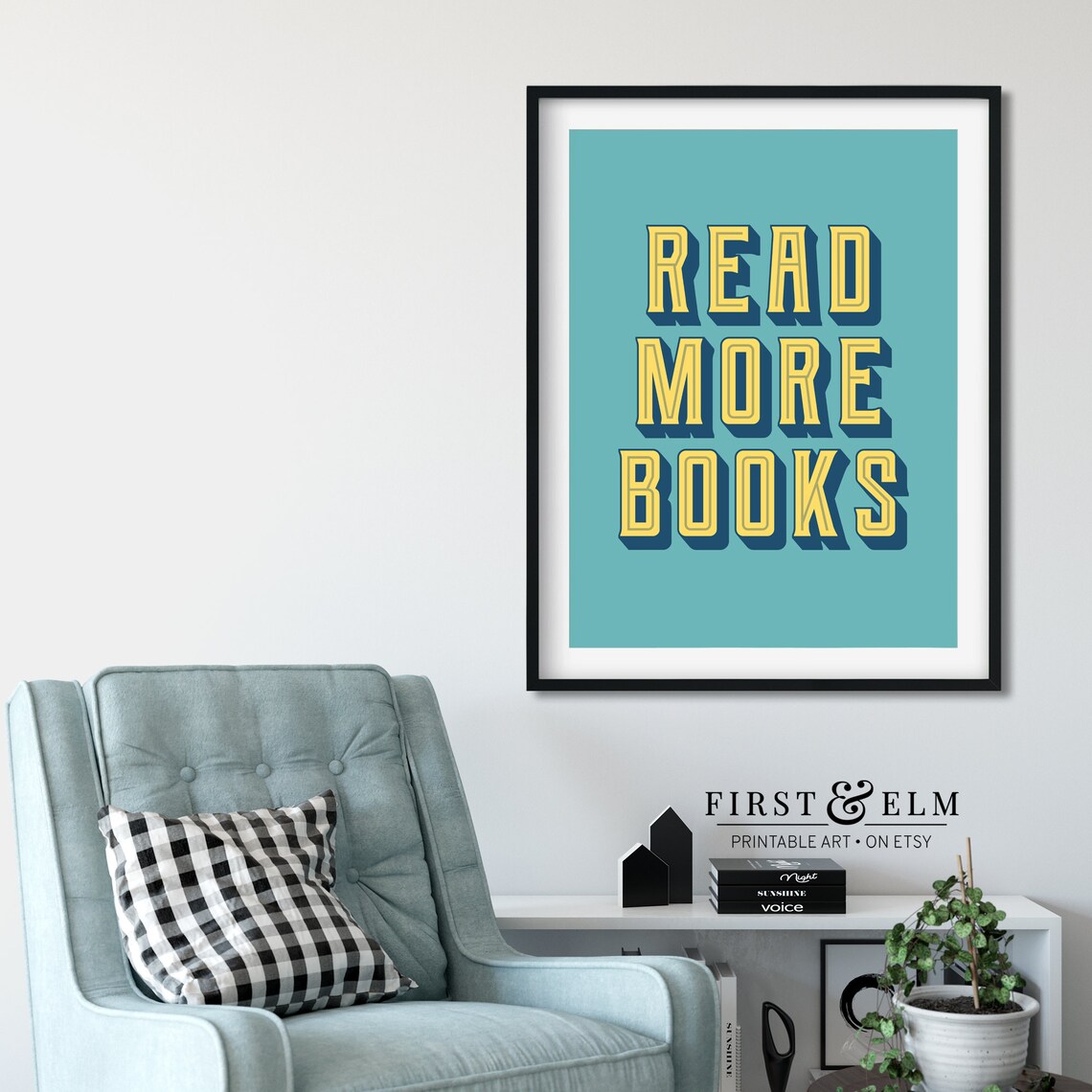 Read More Books Retro Book Lover Sign, Art Print - Image 2