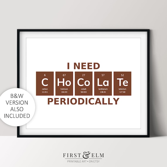 I Need Chocolate Periodically Chemistry Jokes Poster