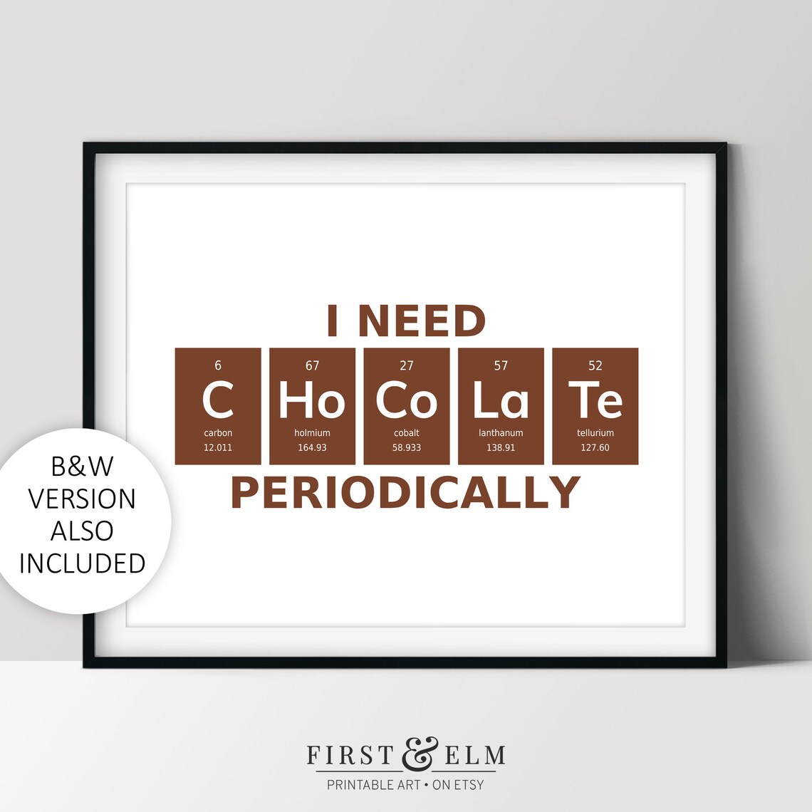 I Need Chocolate Periodically Chemistry Jokes Poster