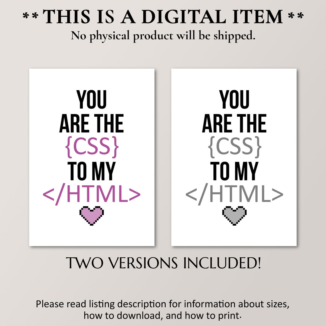 You Are The CSS To My HTML Funny Coder Romance Pixel Heart Poster - Image 4