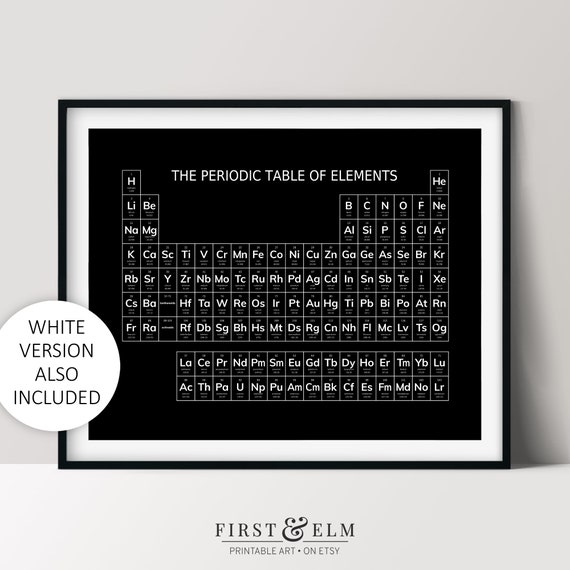 Bw Science Art Periodic Table Of Elements Print Chemistry Teacher Gift Home Decor