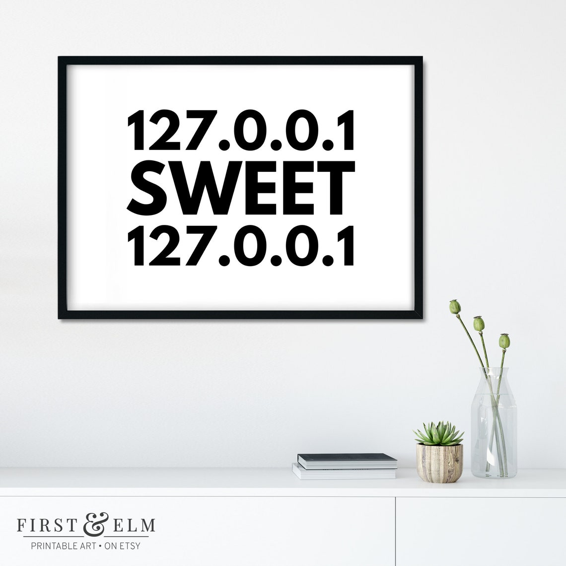 127001 Sweet 127001 Funny Localhost Computer Nerd Minimalist Poster - Image 3