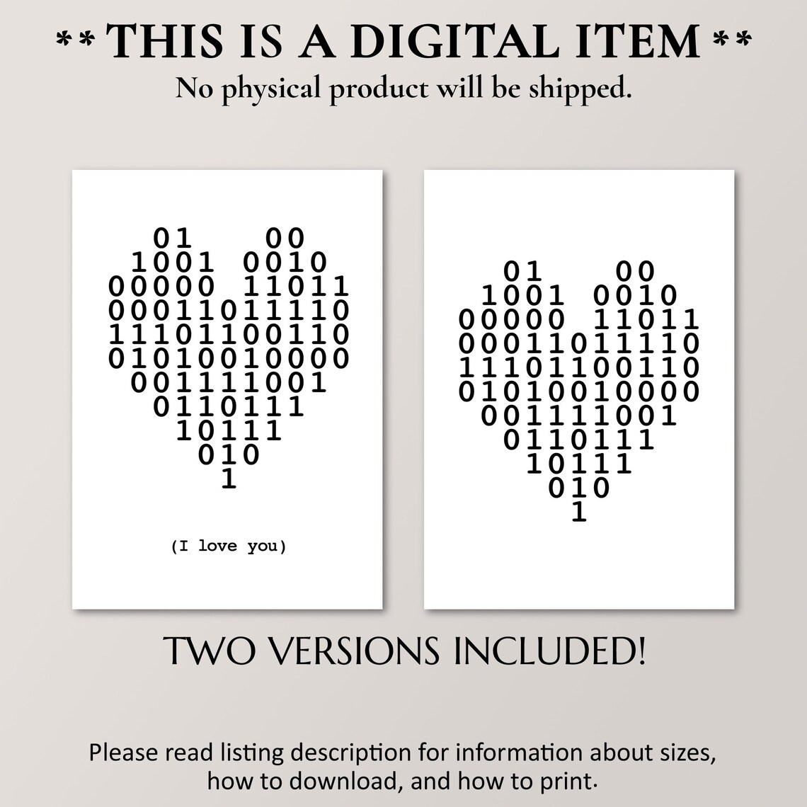 Binary Code Heart Shape I Love You Poster - Image 2