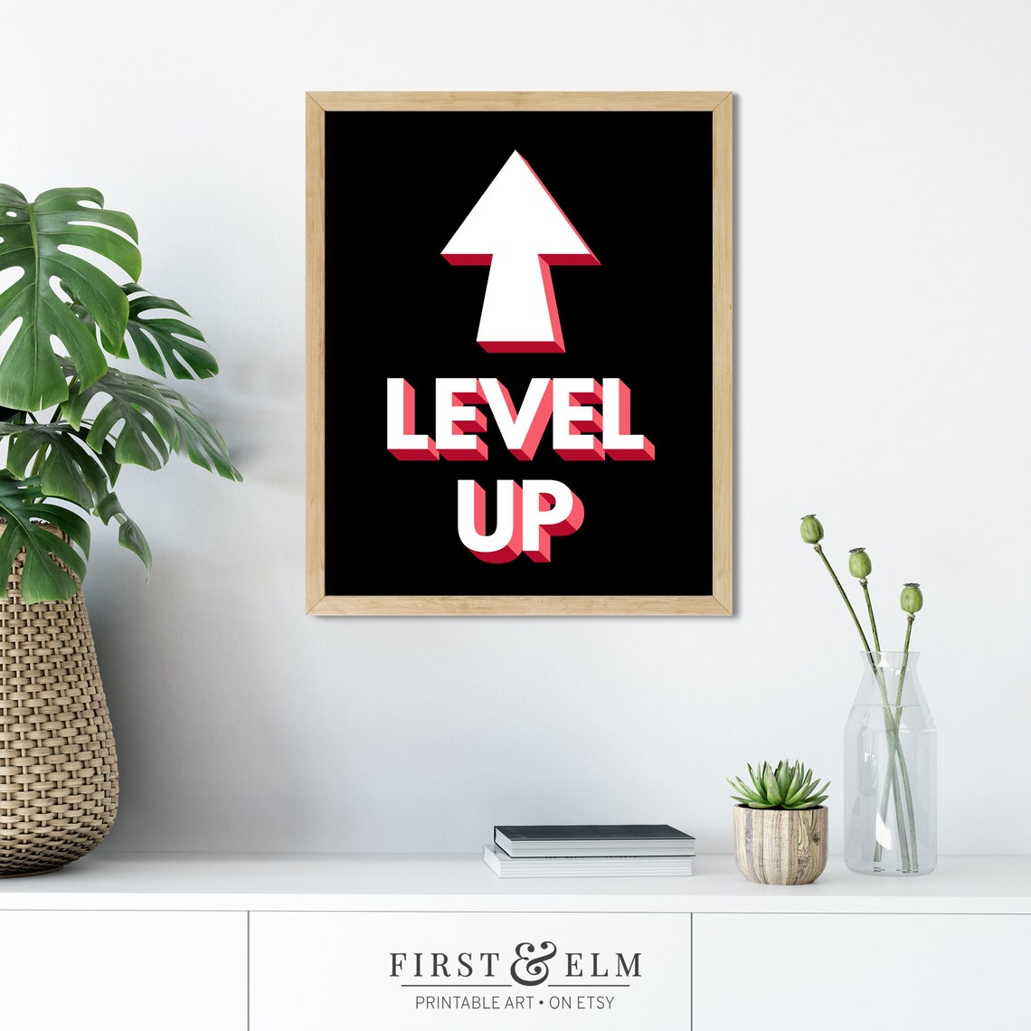 Level Up Arrow Poster Retro Video Game Gamer Room Wall Decor - Image 2