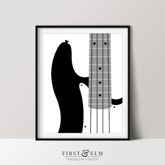 Bass Guitar Poster, Minimalist Music Lover Gift