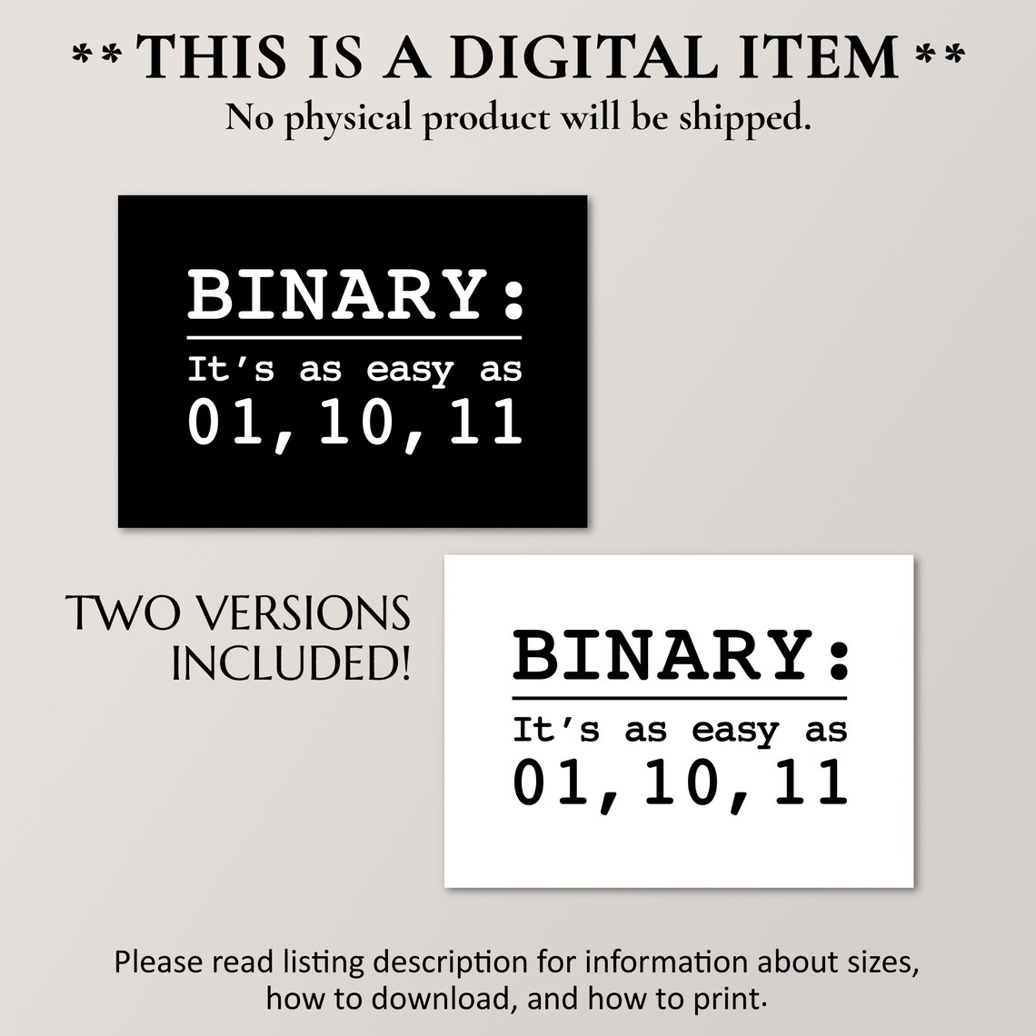 Binary Code Humor Art Print, Programmer Joke - Image 2