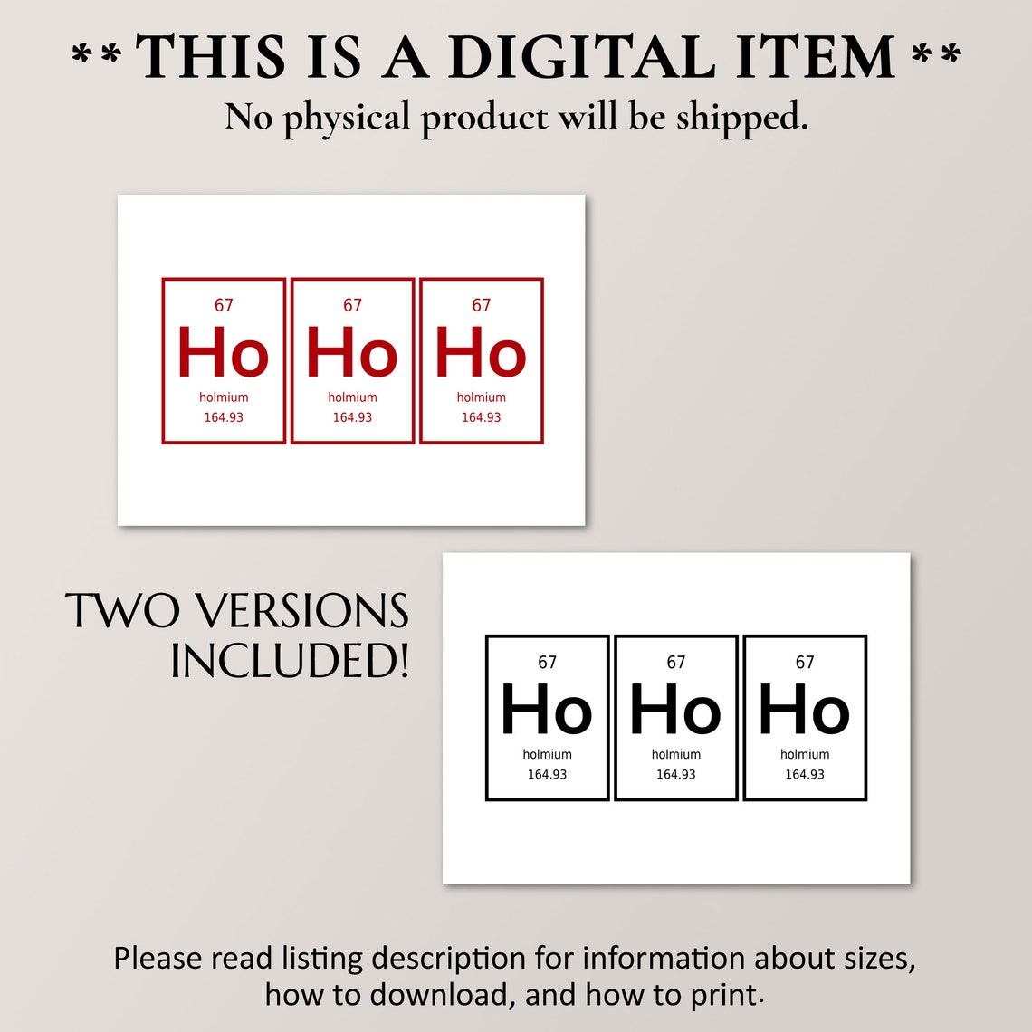 Ho Ho Ho Holmium Periodic Table Science Nerd Christmas Poster - Image 2