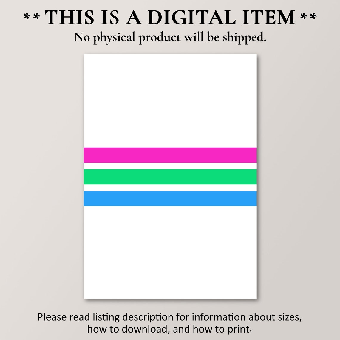 Polysexual Pride Flag Minimalist Stripe Poster Modern Home Decor - Image 2