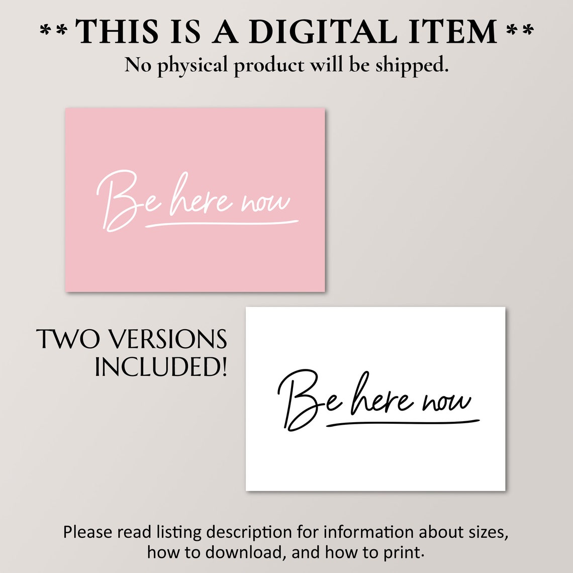 Be Here Now White Script on Pink Mindfulness Poster Calm Wall Decor - Image 2