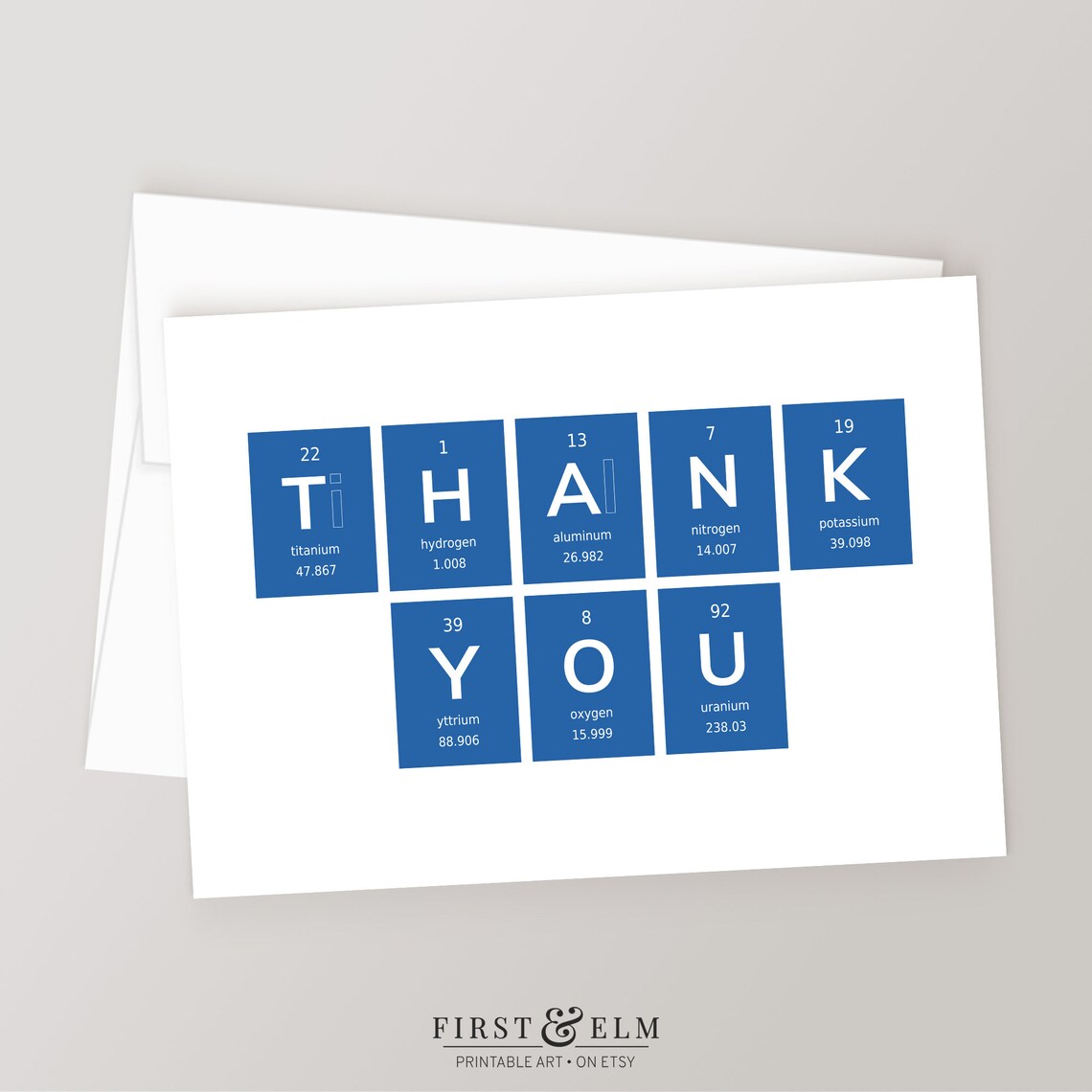 Nerdy Thank You Card Periodic Table Science Geek