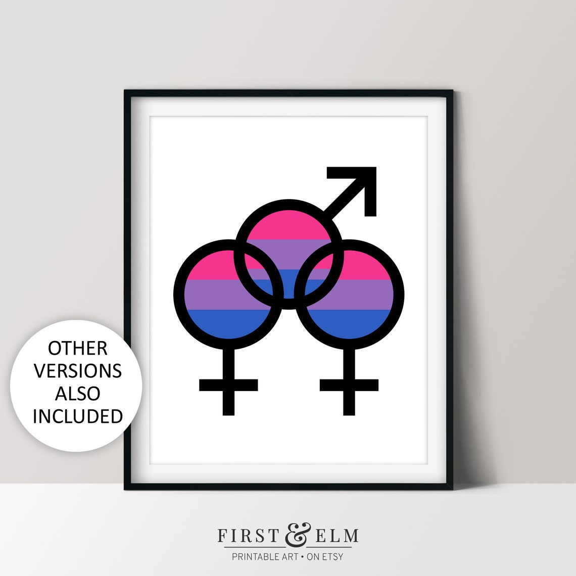 Bisexual Pride Symbol Triple Venus Mars Bi Flag Colors Wall Art