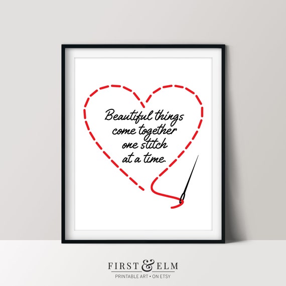 Beautiful Things Come Together Sewing Room Wall Art Gift For Quilters And Crafters