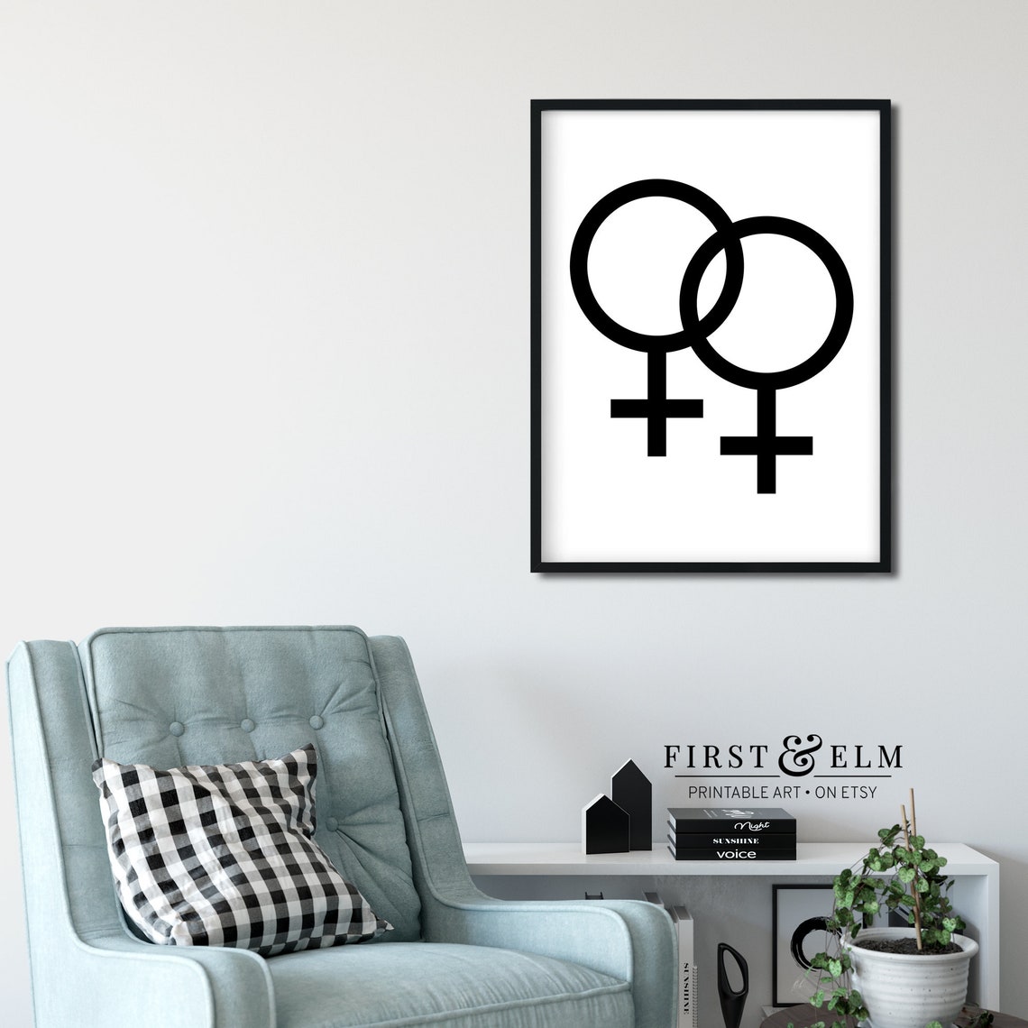 Lesbian Pride Double Venus Symbol Rainbow Flag LGBTQ Love Art Poster - Image 3