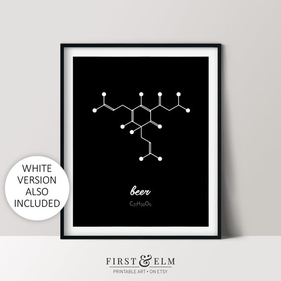 Beer Molecule Poster Unique Home Bar Sign Beer Lover Gift Idea Instant