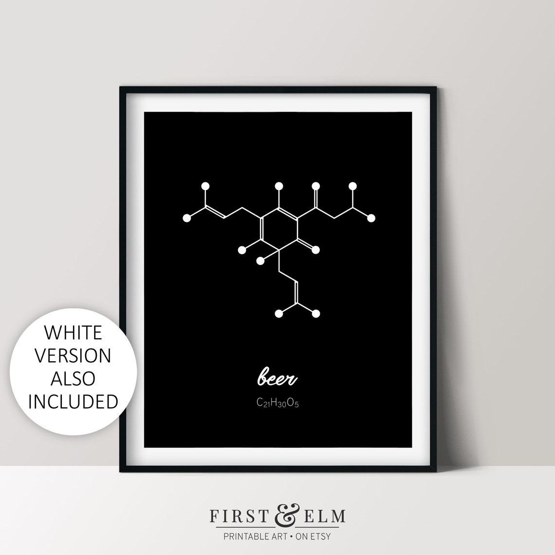 Cool Funny Beer Molecule Chemistry Formula Home Bar Decor Poster