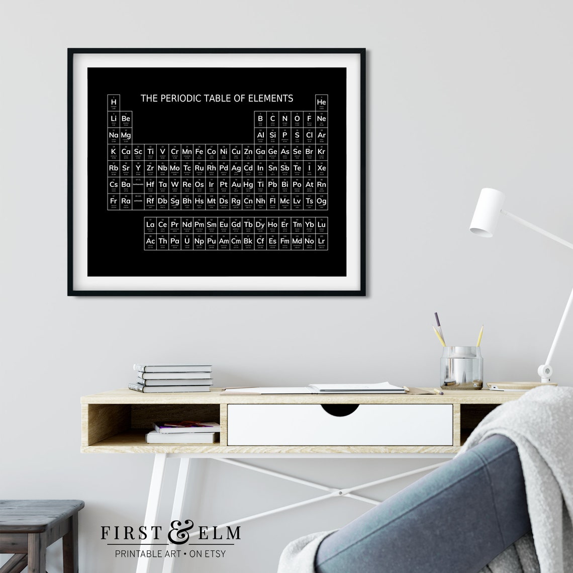 The Periodic Table Of Elements Black And White Chemistry Chart Poster - Image 2