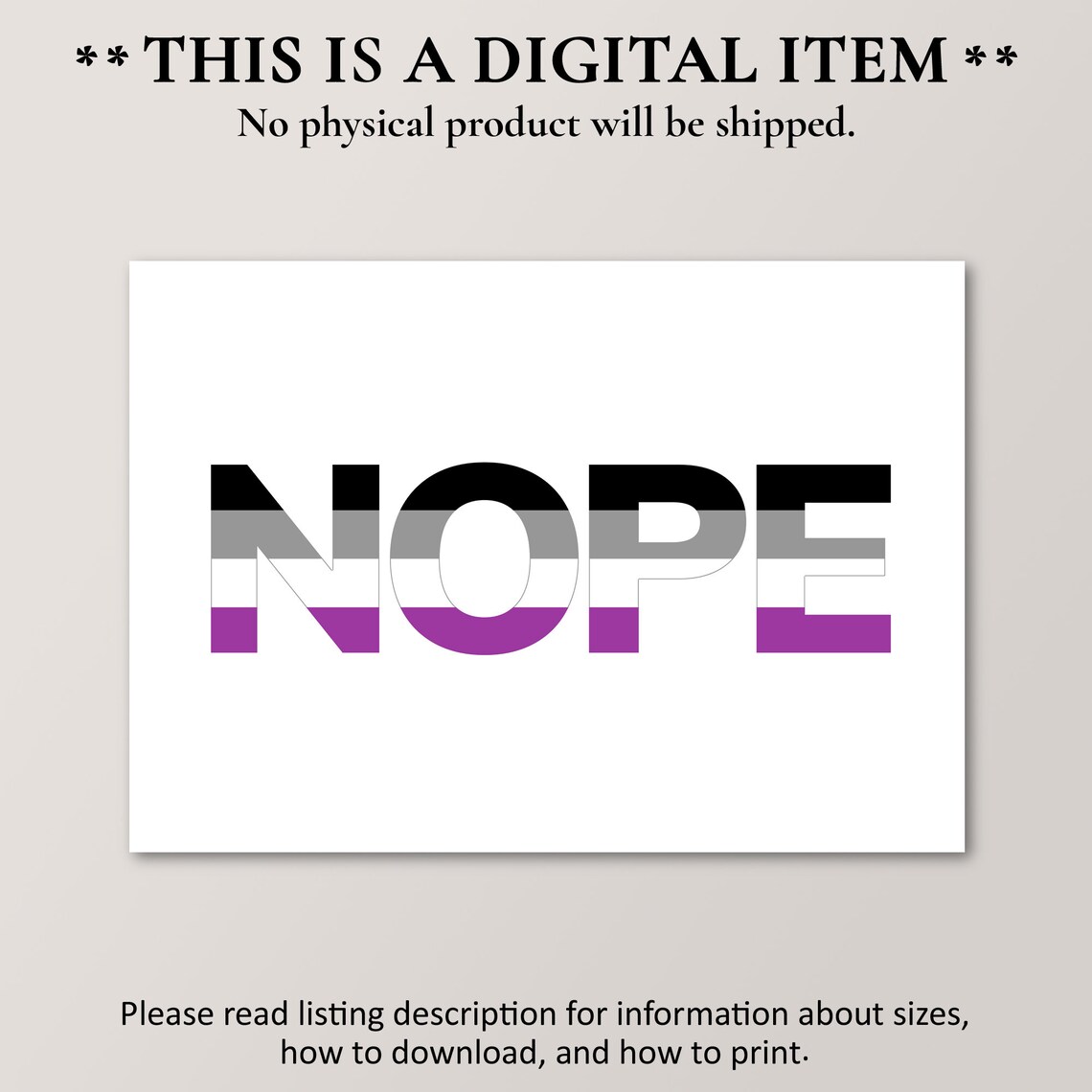 Nope Print Asexual Humor Ace Pride Art Lgbtqia Dcor Wall Art - Image 2