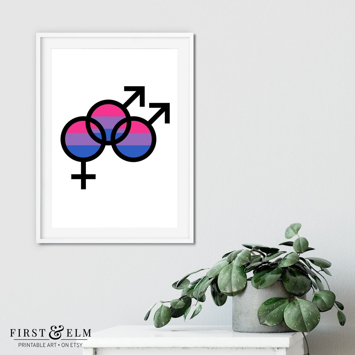 Bisexual Pride Symbol Triple Venus Mars Bi Flag Colors Wall Art - Image 3
