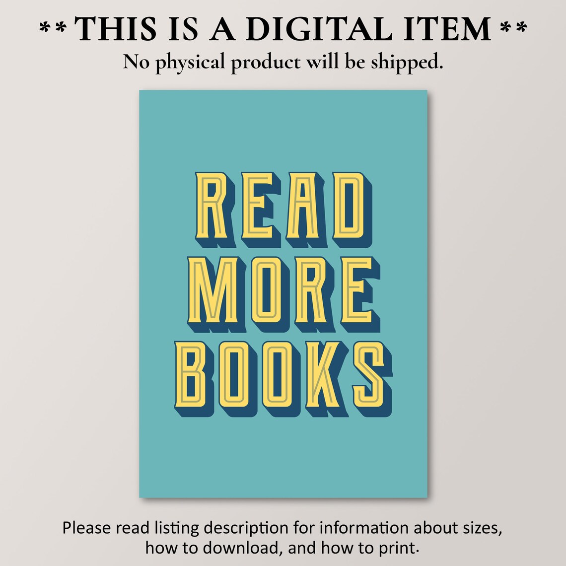 Read More Books Retro Book Lover Sign, Art Print - Image 4
