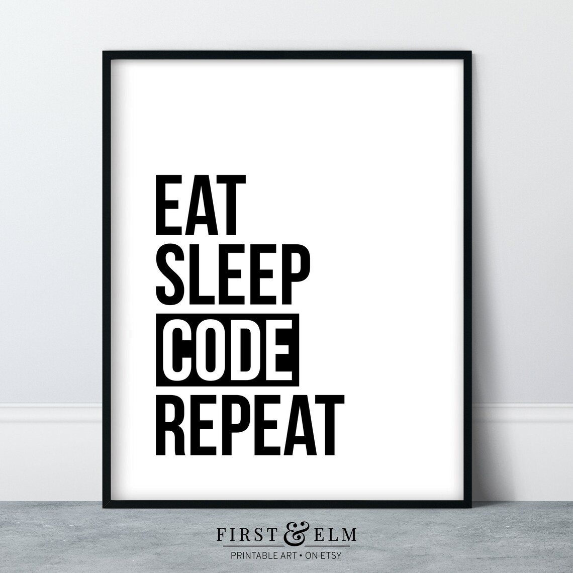 Eat Sleep Code Repeat Poster, Programmer Art Print - Image 2