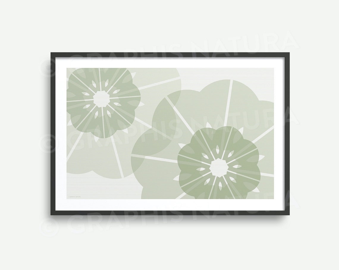 Sage Green Geometric Floral Poster Soft Botanical Bloom Decor