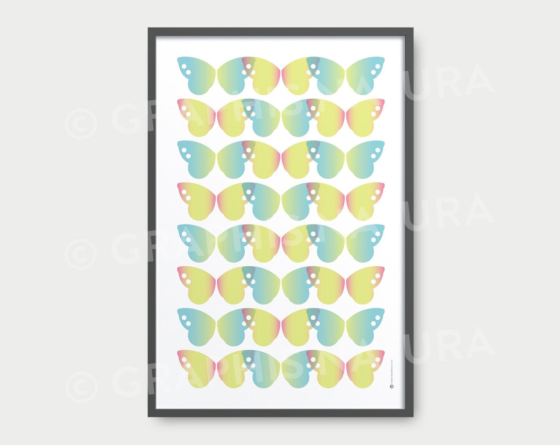 Butterfly Art Print Butterfly Wall Art Sunny Colors Butterfly Poster Wildlife Art Print Nature Inspired Art Modern Decor