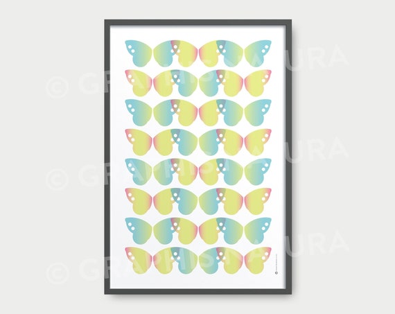 Butterfly Art Print Butterfly Wall Art Sunny Colors Butterfly Poster Wildlife Art Print Nature Inspired Art Modern Decor