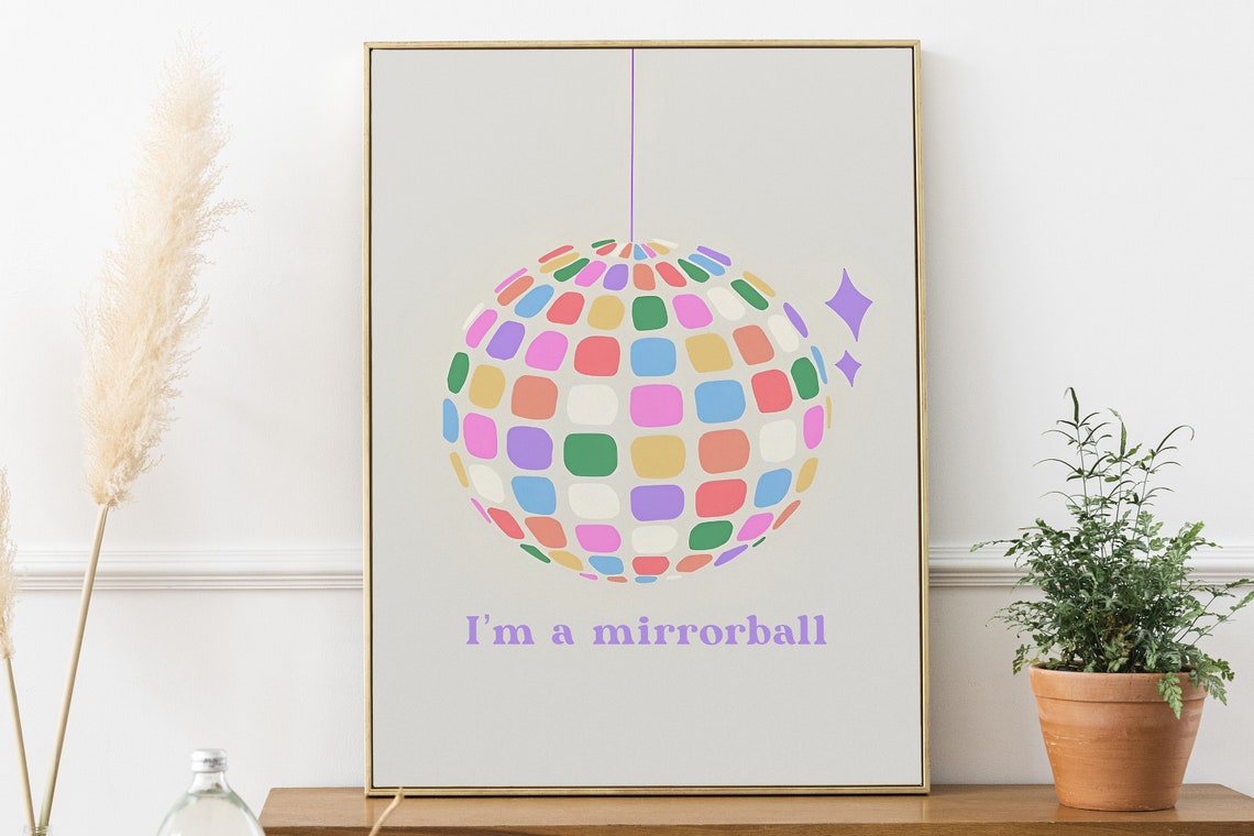 I'm A Mirrorball Colorful Disco Ball Folklore Song Lyric Poster