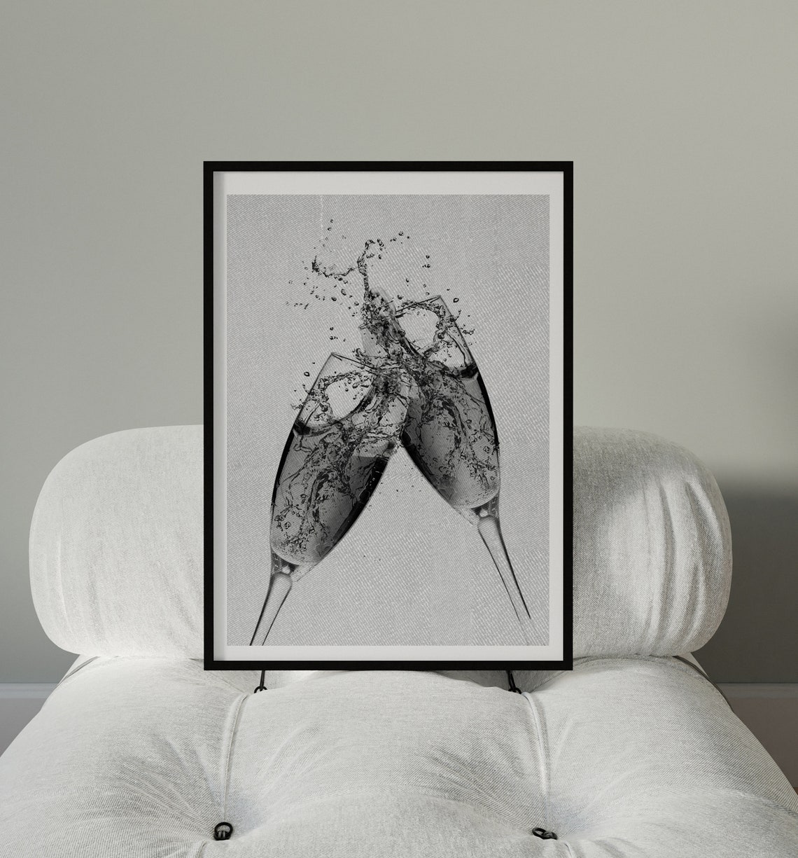 Champagne Flutes Cheers Black And White Bar Cart Photo Print