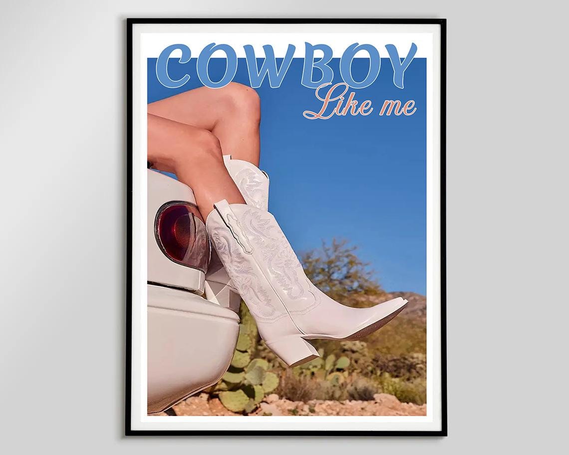 Cowboy Like Me Western White Cowgirl Boots Desert Photo Poster - Image 2