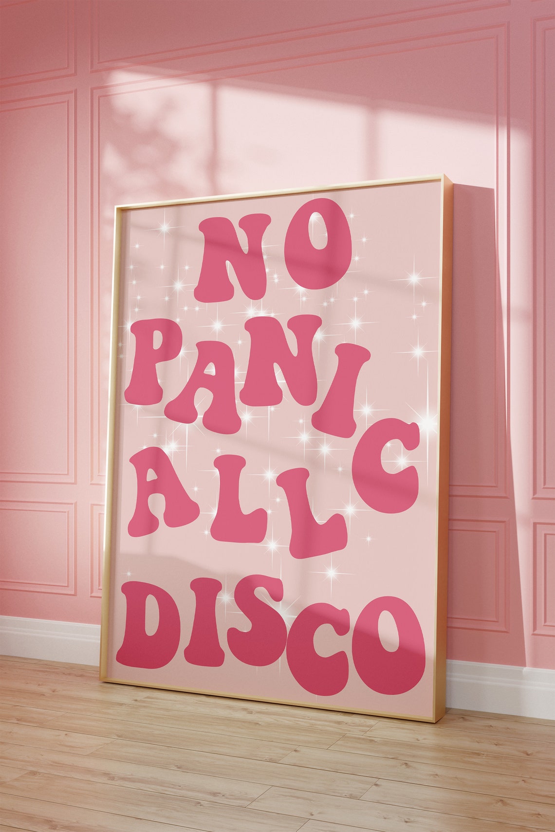No Panic All Disco Pink Retro Typography Fun Quote Wall Poster