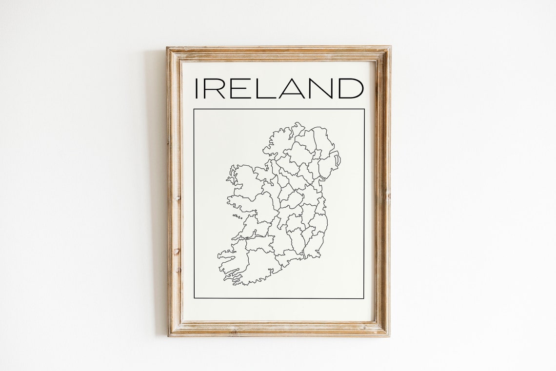 Ireland Minimalist Line Map Country Outline Modern Home Decor Print