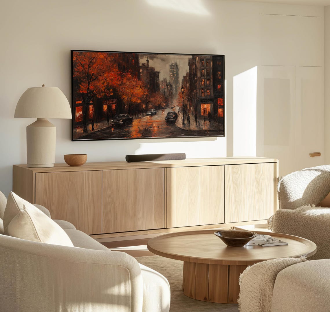 Frame Tv Rainy City Street Art Art For Frame Tvs Rustic Moody Seasonal Tv Art Scenic Vintage Tv Art Paletta Prints - Image 3