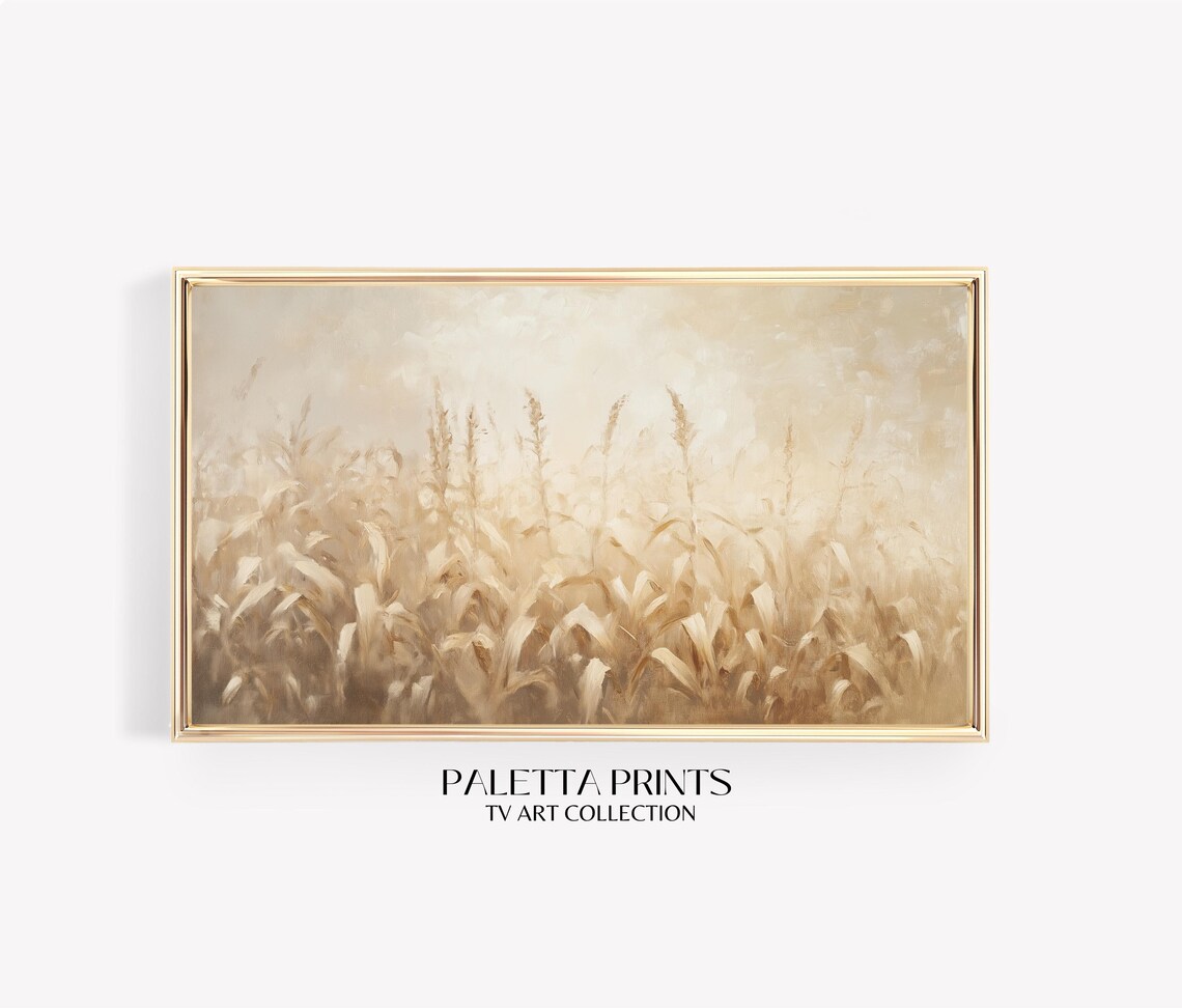 Golden Cornfield Misty Morning Harvest Field Landscape Travel Poster