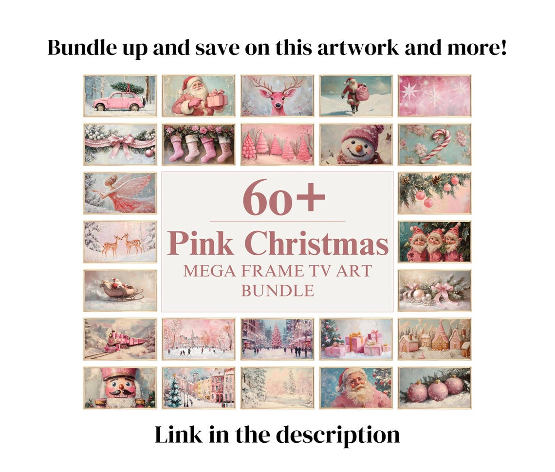 Whimsical Pink Christmas Trees Snowy Forest Star Toppers Poster - Image 2