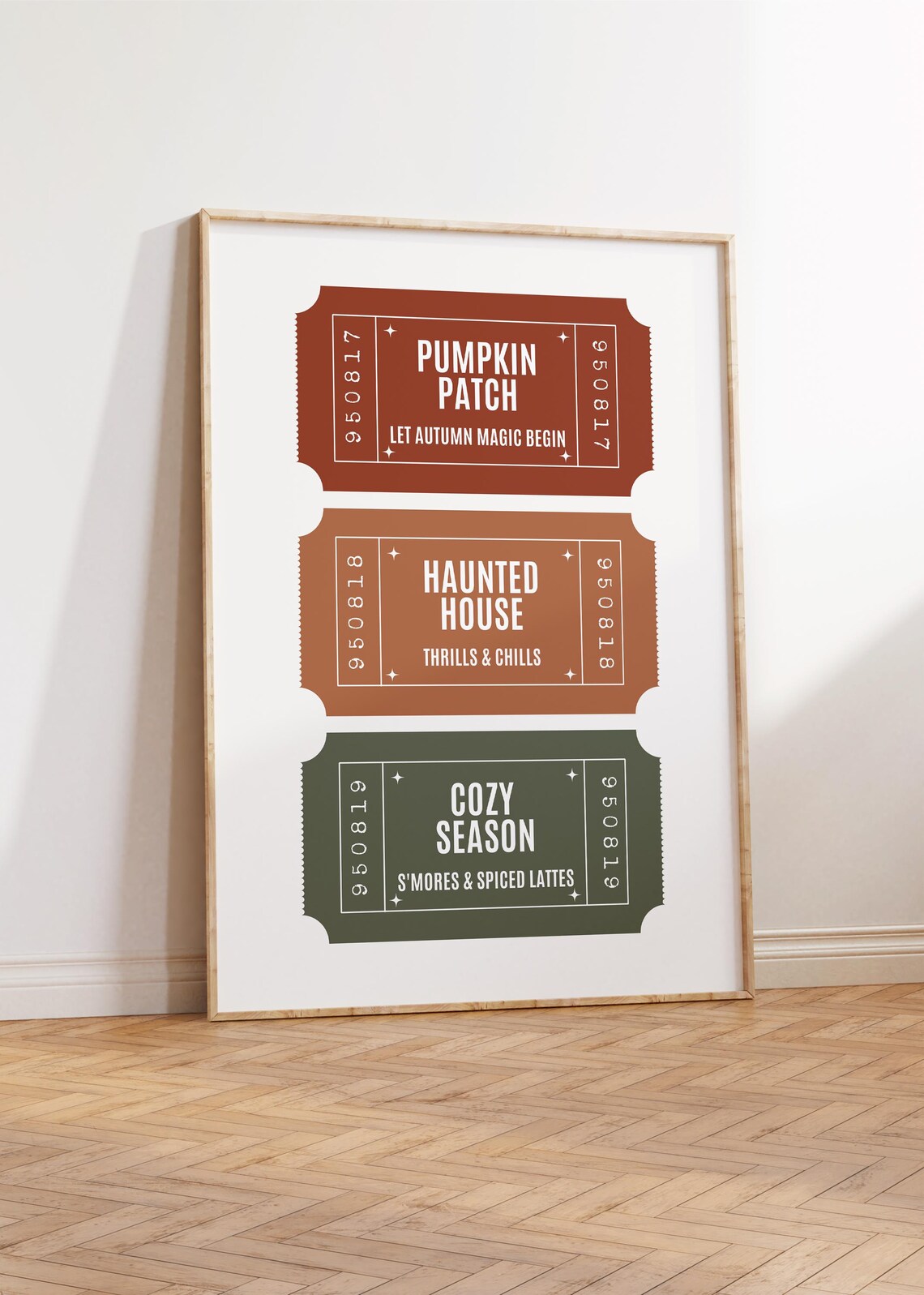 Halloween Ticket Print, Retro Autumn Decor