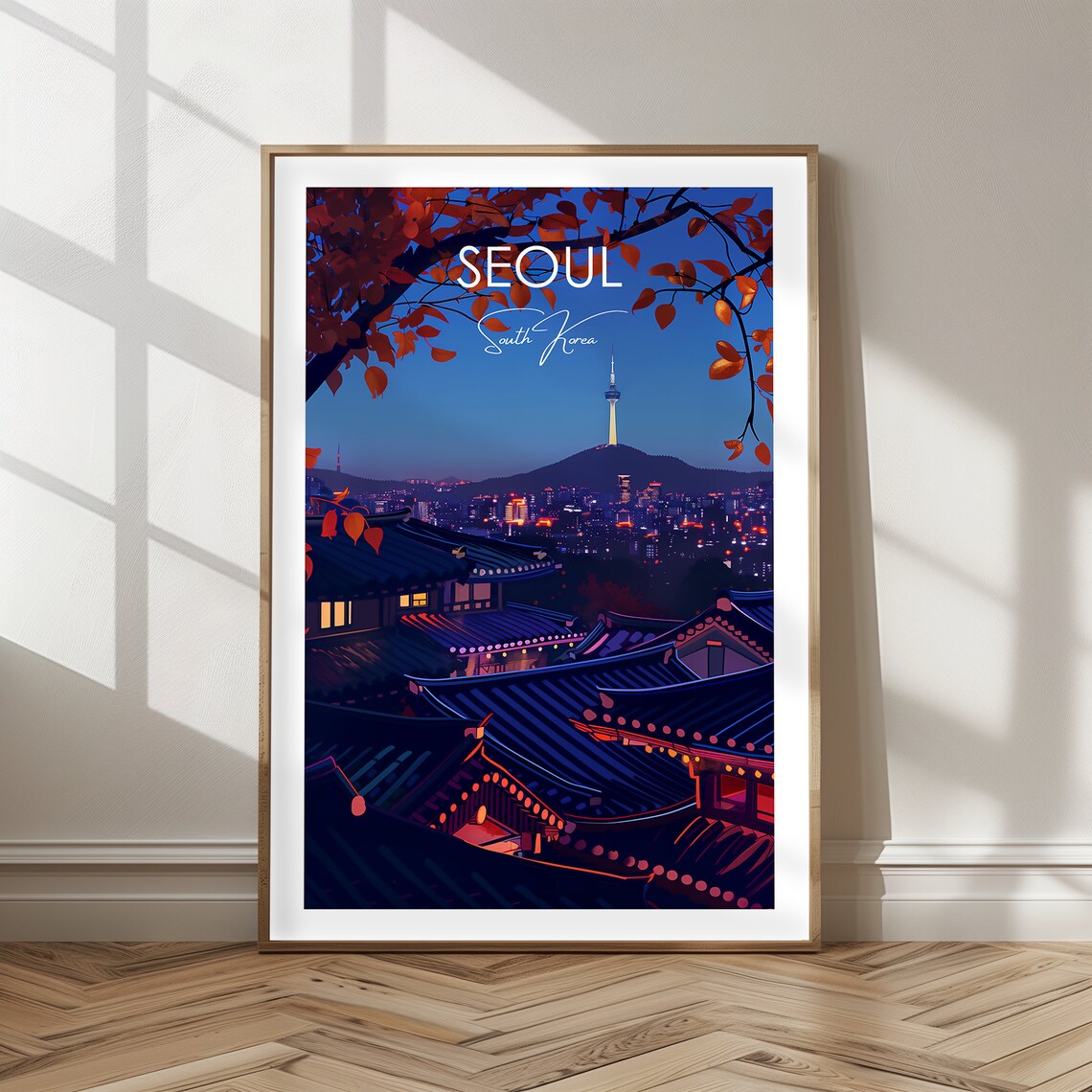 Seoul Travel Poster, Traditional South Korea Art Print