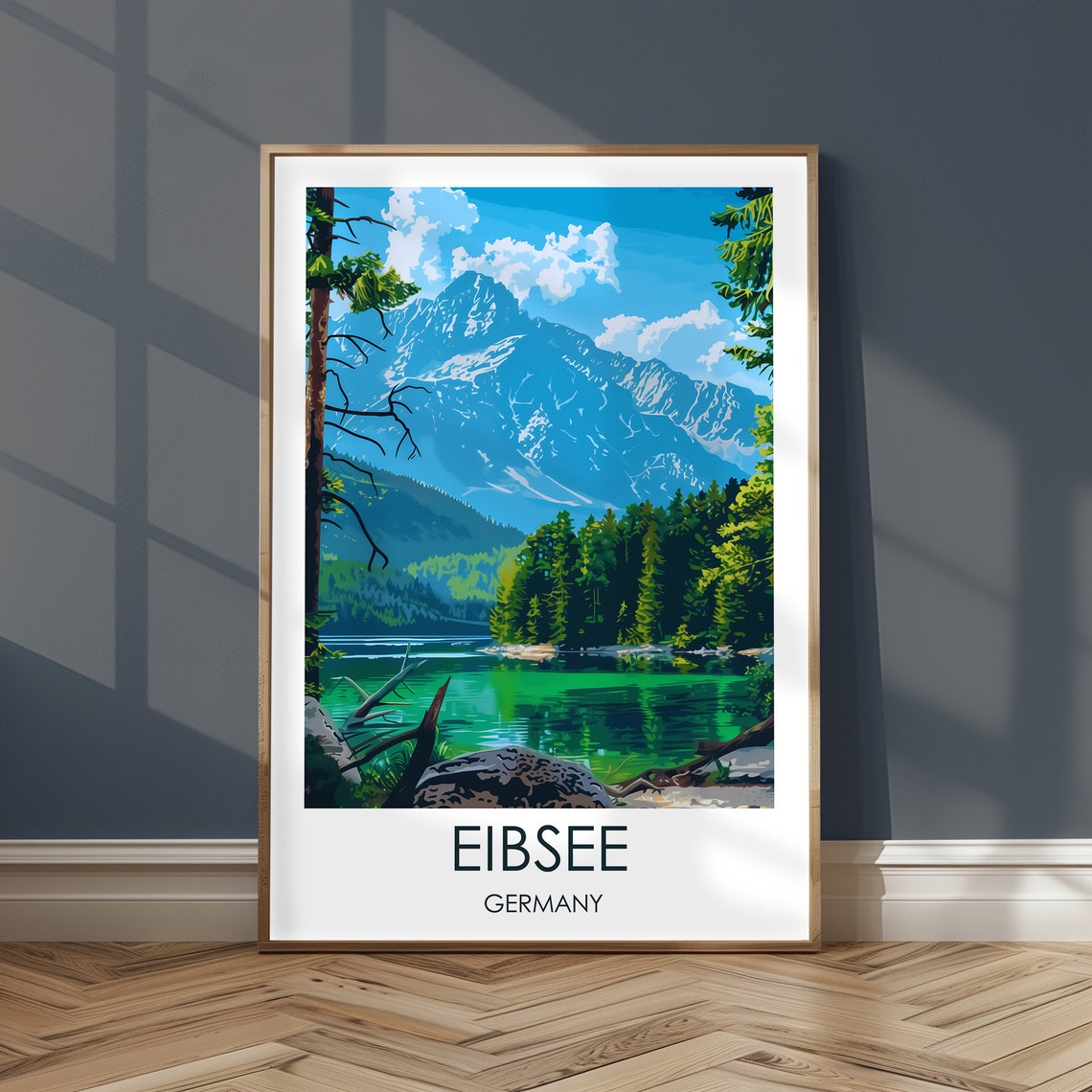 Eibsee Germany Emerald Alpine Lake Mountain Scenery Travel Poster