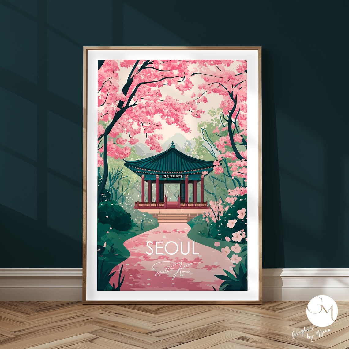 Seoul Travel Poster, Seokpajeong Garden in Spring
