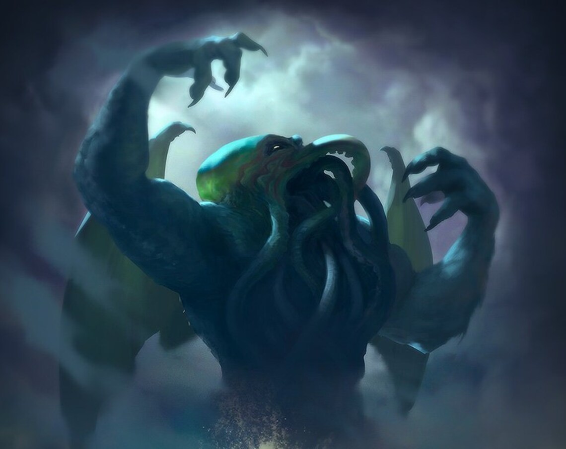 Cthulhu Horror Art Print, Lovecraft Dark Decor - Image 4