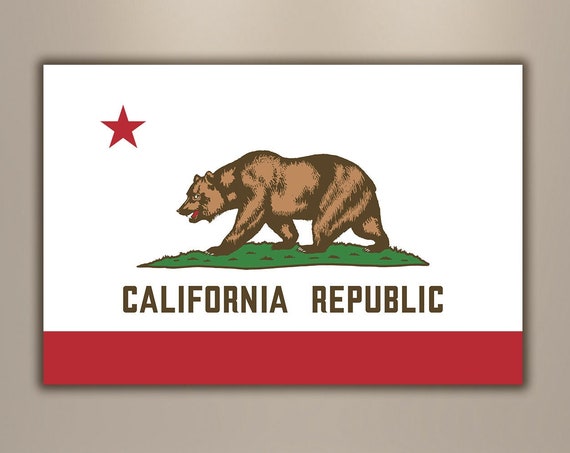 Bear Flag Print State Canvas Wall Art