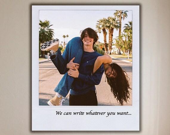 Personalized Couple Photo Poster Polaroid Style Custom Text Valentine Gift