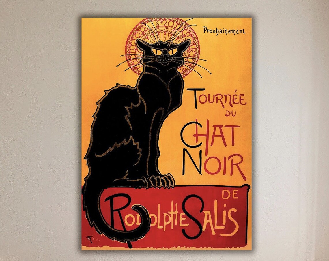 Le Chat Noir Vintage Poster, Bohemian Cat Art Print