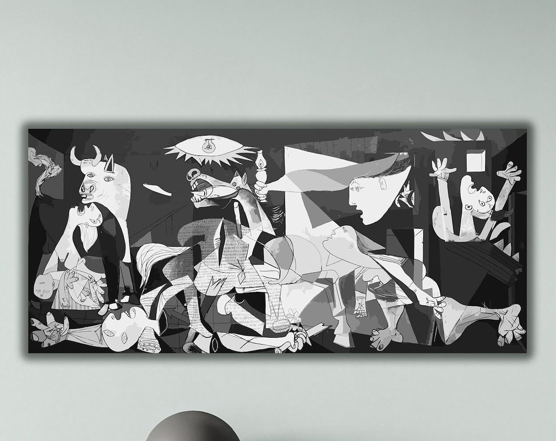 Pablo Picasso Guernica 1937 Anti War Cubist Mural Black White Poster
