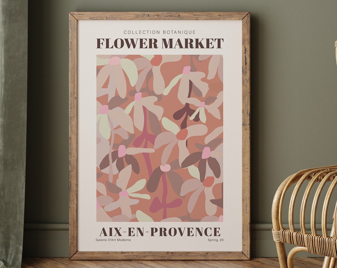 Provence Flower Market Botanical Abstract French Floral Art Poster
