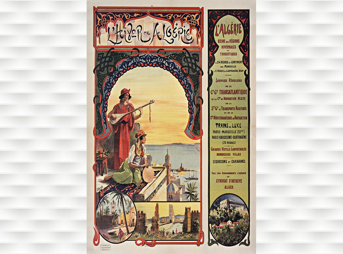 Algerie Winter Tourism French Vintage Colonial Travel Poster