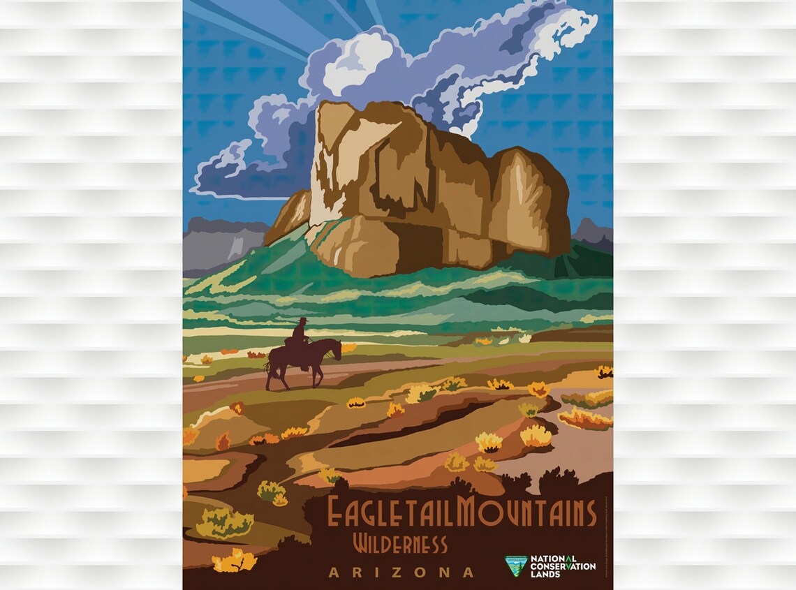 Eagletail Mountains Wilderness Arizona Horseback Rider Desert Poster
