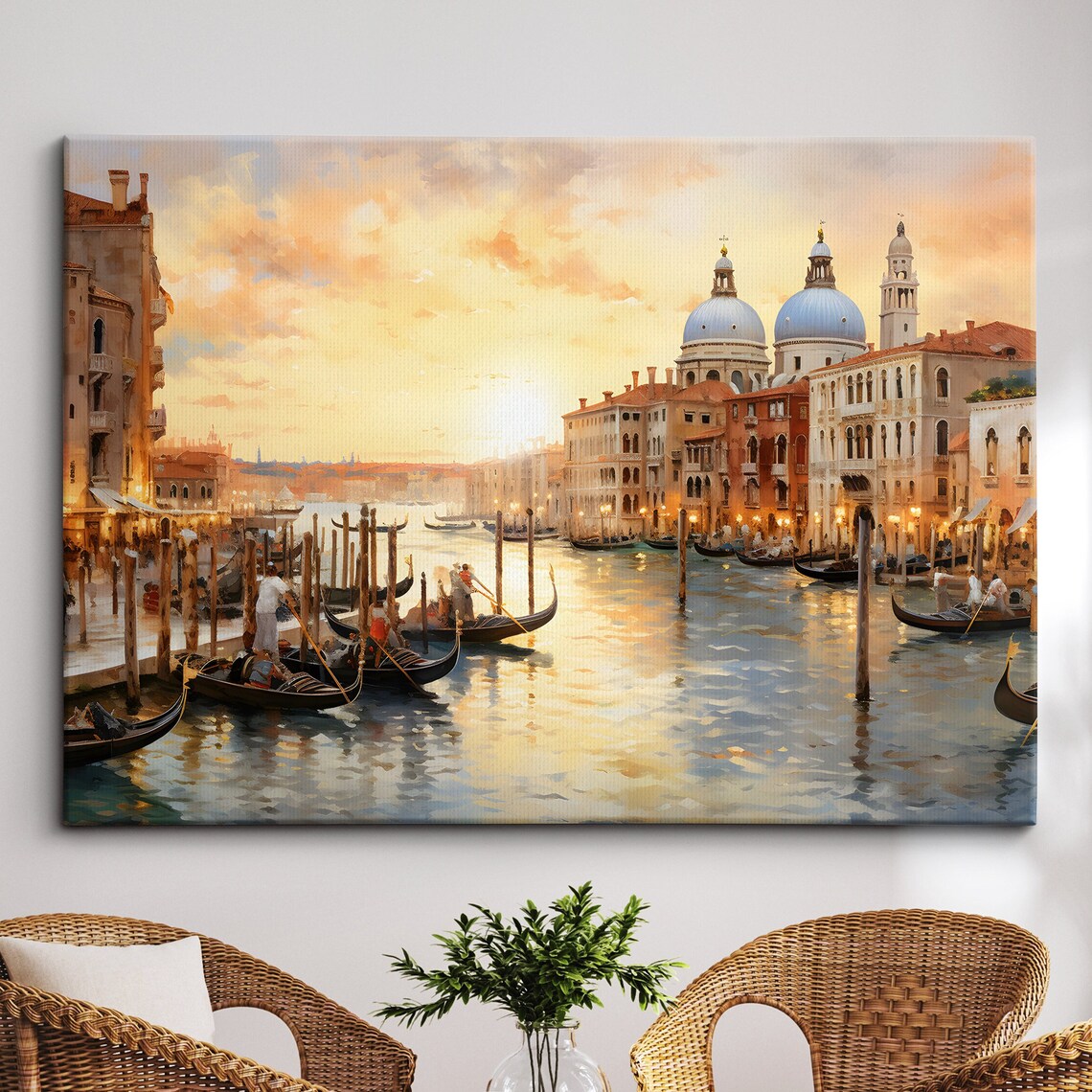 Venice Italy Gondola Boat River Landmark Watercolor